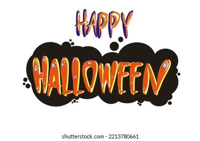 Happy Halloween Text Banner, Vector