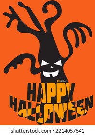 Happy Halloween Text Banner, Vector template elements