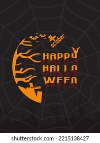 Happy Halloween Text Banner, Vector template elements
