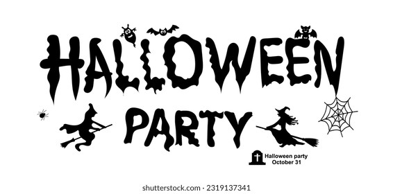 Happy Halloween Text Banner, Vector illustration.