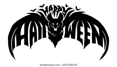 Happy Halloween Text Banner, Vector
