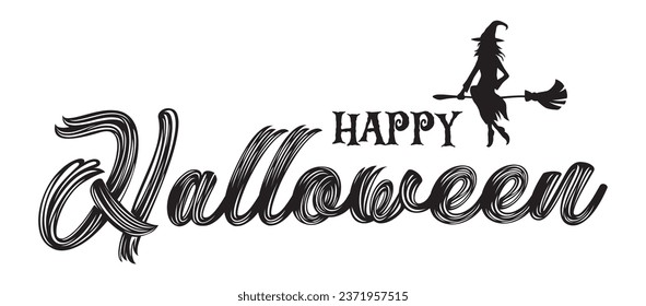 Feliz Cartel de texto de Halloween, Vector de fondo blanco.