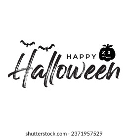 Happy Halloween Text Banner, Vector on white background.