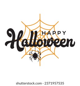 Happy Halloween Text Banner, Vector on white background.