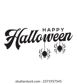 Feliz Cartel de texto de Halloween, Vector de fondo blanco.