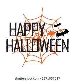 Happy Halloween Text Banner, Vector on white background.