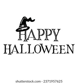 Happy Halloween Text Banner, Vector
design on white background.