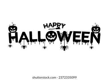 Happy Halloween Text Banner, Vector