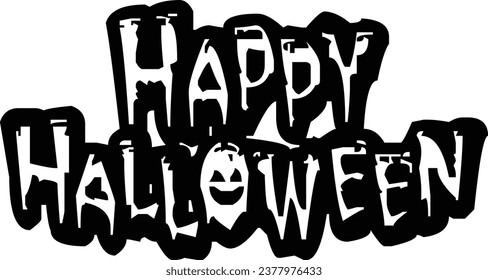 Happy Halloween Text Banner, Vector