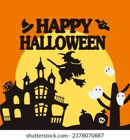 Happy Halloween Text Banner, Vector Illustration