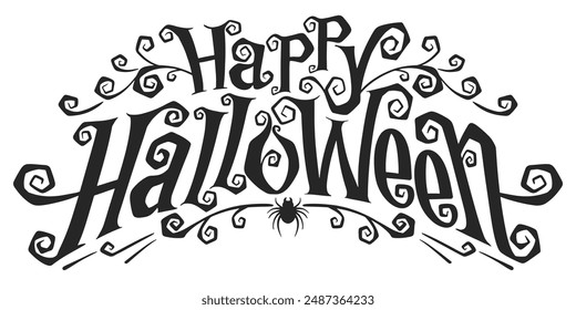 Happy Halloween Text Banner, Vector eps