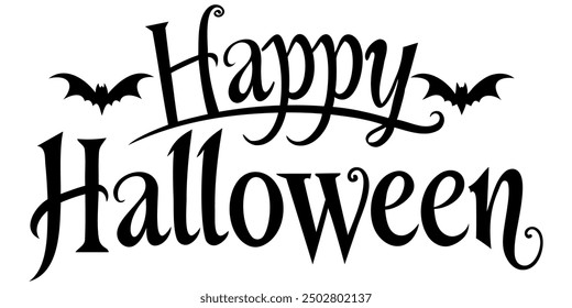 Happy Halloween Text Banner, Vector