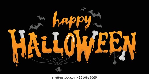 Happy Halloween Text Banner vector. 