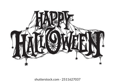 Happy Halloween Text Banner, Vector eps. isolated on white background for holiday banner, poster, greeting