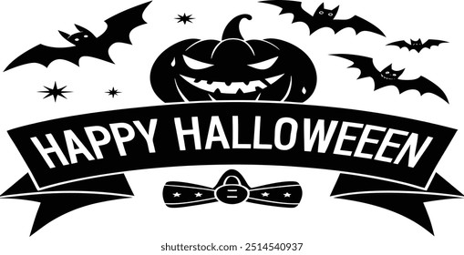 Happy Halloween Text Banner, Vector eps