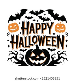 Happy Halloween Text Banner, Vector