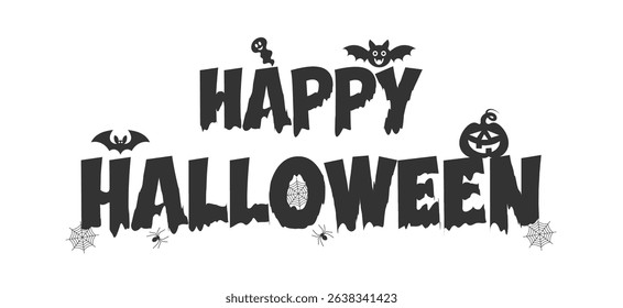 Happy Halloween Text Banner. Vector illustration.