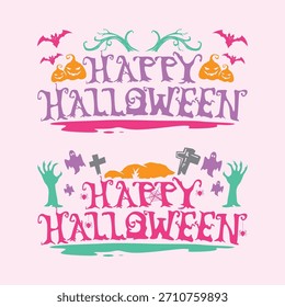 Happy halloween text banner vector, simple text illustration.