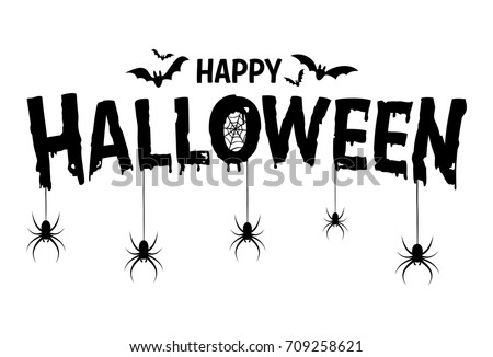 Happy Halloween Text Banner, Vector
