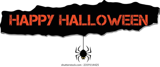 Happy Halloween Text Banner, Vector.Halloween Banner with spiders for banner, poster, greeting card, party invitation.Halloween background. Vector illustration. spiders patterns