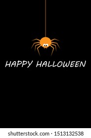 Happy Halloween text banner with web spider, Holiday calligraphy poster, greeting card, party invitation, Vector illustration.