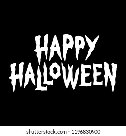 HAPPY HALLOWEEN TEXT BANNER WHITE BLACK BACKGROUND