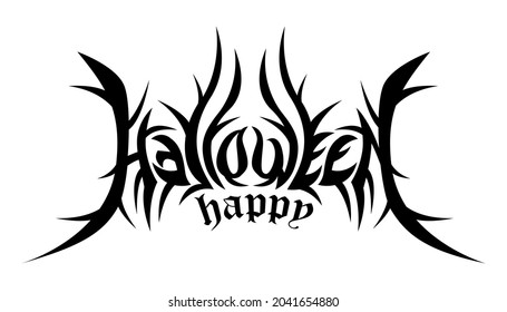 Happy Halloween Text Banner. halloween writing with metal music band theme. vector