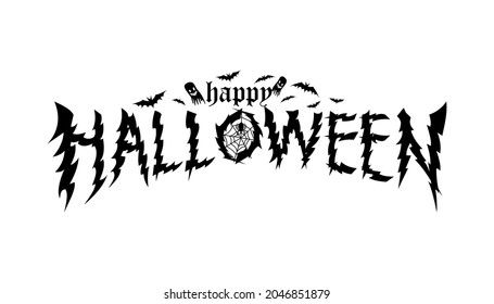Happy Halloween Text Banner. halloween writing with metal music band theme. lightning, roots and claws theme writing. vector