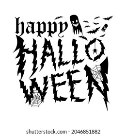 Happy Halloween Text Banner. halloween writing with metal music band theme. lightning, roots and claws theme writing. vector