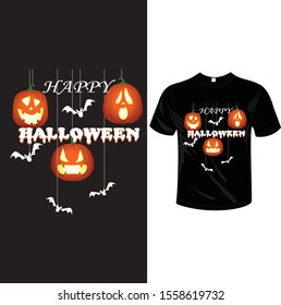 happy halloween text base vecror illustration tee shirt poster badge