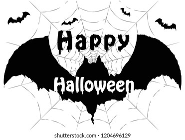 Happy Halloween Text bat Background,Banner,Vector