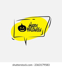 Elemento del cuadro de texto Feliz Halloween con caracteres tradicionales. Aplicable a tarjetas de felicitación, invitaciones, afiches, volantes de fiesta.