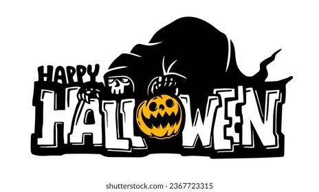 Feliz diseño de texto de Halloween, vector