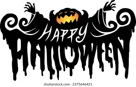 Happy Halloween Text Design, Vector