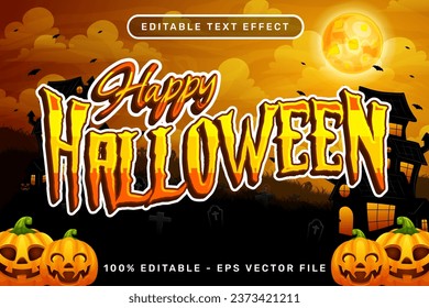 efecto de texto de halloween feliz y efecto de texto editable con fondo de halloween	