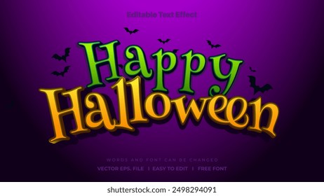 Feliz efecto de texto de Halloween, texto editable tema de Halloween.