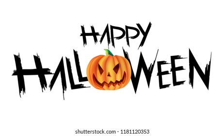 Happy Halloween Text For Greeting card, Banner, Invitation, Poster and Flyer. Lettering Typography Halloween Illustration. Hand Lettering. 