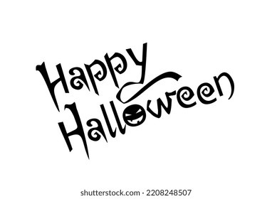 Happy Halloween text isolated.  Black written inscription.