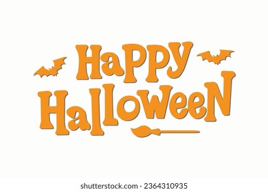 Happy halloween text lettering banner. Holiday calligraphy poster, greeting card, party invitation. Happy halloween text banner design