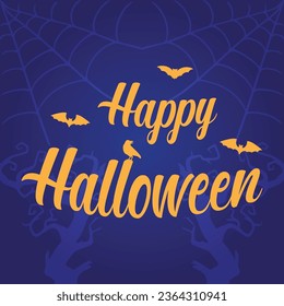 Happy halloween text lettering banner. Happy halloween text banner design