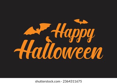 Happy halloween text lettering banner. Holiday calligraphy poster, greeting card, party invitation. Happy halloween text banner design