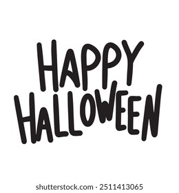 Happy Halloween text lettering. Hand drawn vector art.