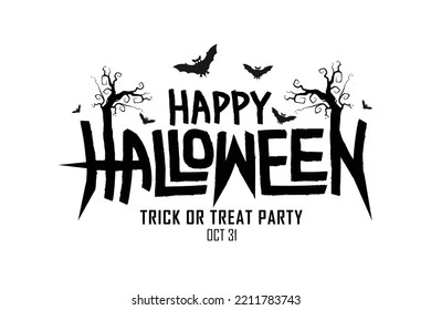 Happy Halloween Text, Lettering, Word, Sketchy Font Vector Illustration Banner Design