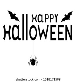 Happy Halloween text logo cartoon vampire and bats
