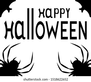 Happy Halloween text logo cartoon vampire and bats