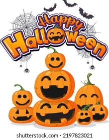 Happy Halloween Text Logo Cartoon Concept illustration