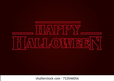 Happy Halloween text logo, eighties design. Editable vector design.