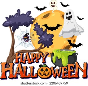 Happy Halloween Text Logo  illustration