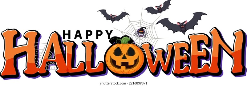 Happy Halloween Text Logo  illustration