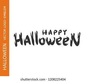 Happy Halloween text logo - lettering emblem design on white background, vector illustration